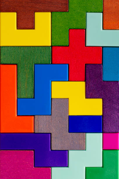istock Background with different colorful shapes wooden blocks 1348250210