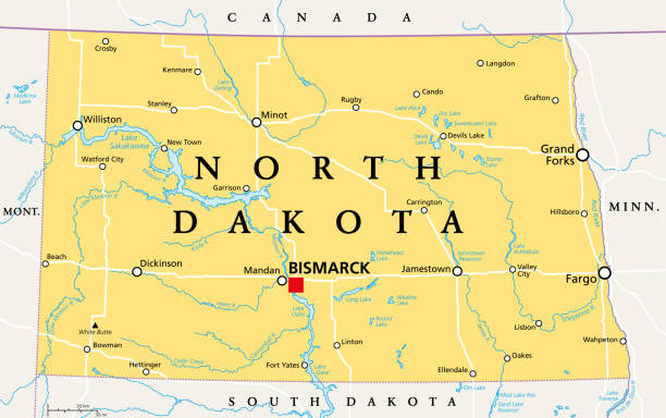 illustrations, cliparts, dessins animés et icônes de dakota du nord, nd, carte politique, état américain, état du jardin de la paix - map dakota south dakota north