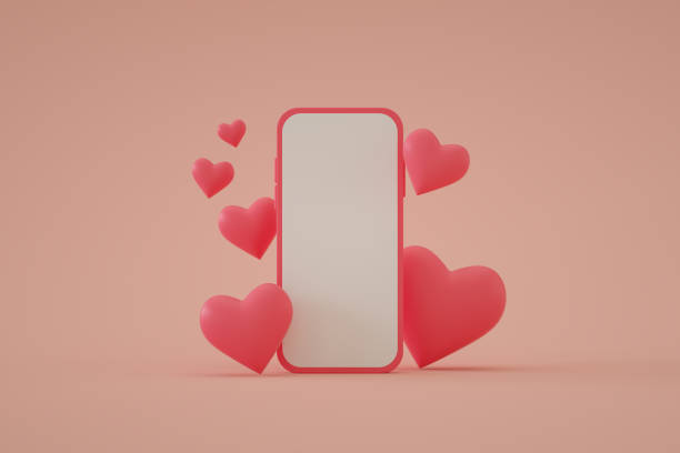 istock Mobile smart phone with heart shapes, Valentine's Day concept 1348255674