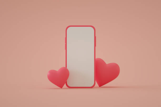 istock Mobile smart phone with heart shapes, Valentine's Day concept 1348255710