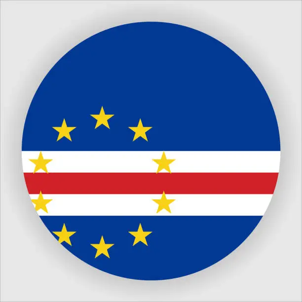 Vector illustration of Cape Verde Flat Rounded Country Flag button Icon