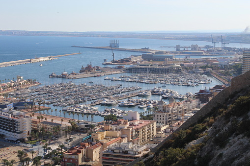 Aerial image of the harbor of Alicante