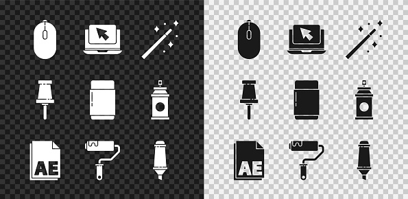 Set Computer Mouse Laptop And Cursor Magic Wand Ae File Document Paint ...