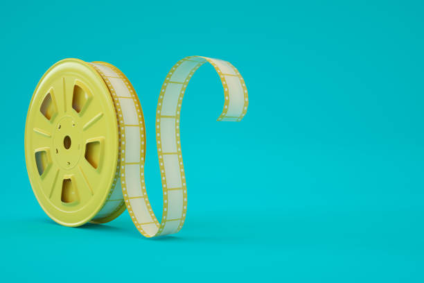 istock Film reel on blue background 1348259011