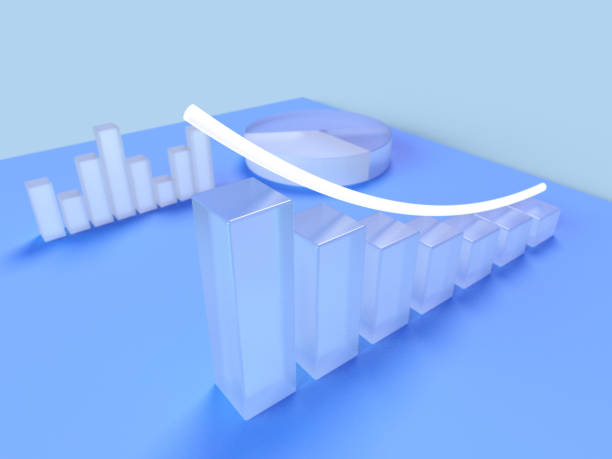 istock 3D rendered transparent graphic charts with marked parts on a light background. Illustration for infographics or presentation of results. Visualization for markets and statistics. 1348259015