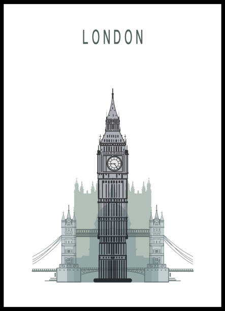 плакат лонд�она - big ben isolated london england england stock illustrations