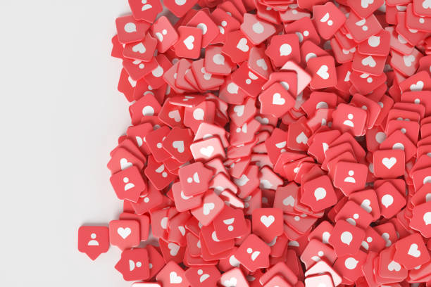 istock Group of red likes on a white background. 1348269593
