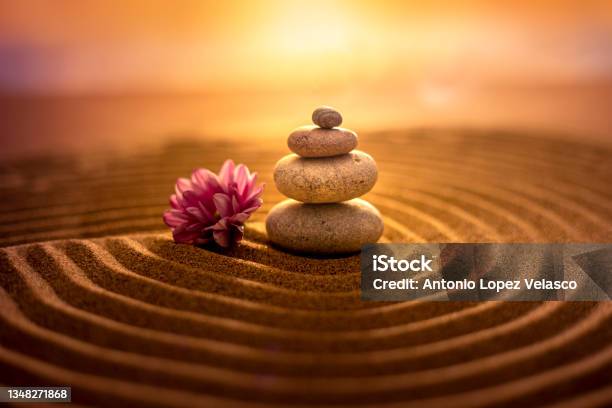 Zen Philosophy On The Beach Stock Photo - Download Image Now - Zen-like, Buddhism, Tranquility