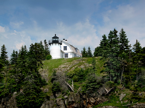 This cliffside light station, built in 1858, stands at the entrance to Bass Harbor on the southern tip of Mount Desert Island.  In 2020, it became part of Acadia National Park.