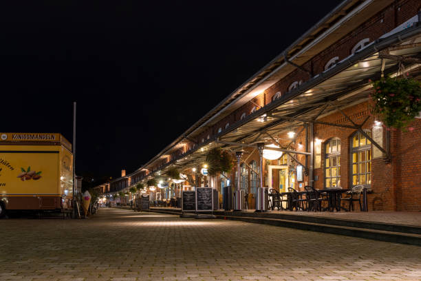 Bremerhaven, Germany - Oct 16th 2021: Fish market in Bremerhaven is a famous travel destination with restaurants and hotels near by.