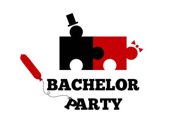 Bachelor party concept design icon, sign, symbol. Puzzle man and woman have sex on white background. Vector illustration Bachelor party concept design icon, sign, symbol. Puzzle man and woman have sex on white background. Vector illustration bachelor and bachelorette parties stock illustrations