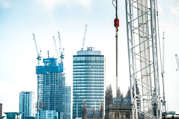 런던의 건설 현장 및 개발 - contracting construction built structure concrete 뉴스 사진 이미지