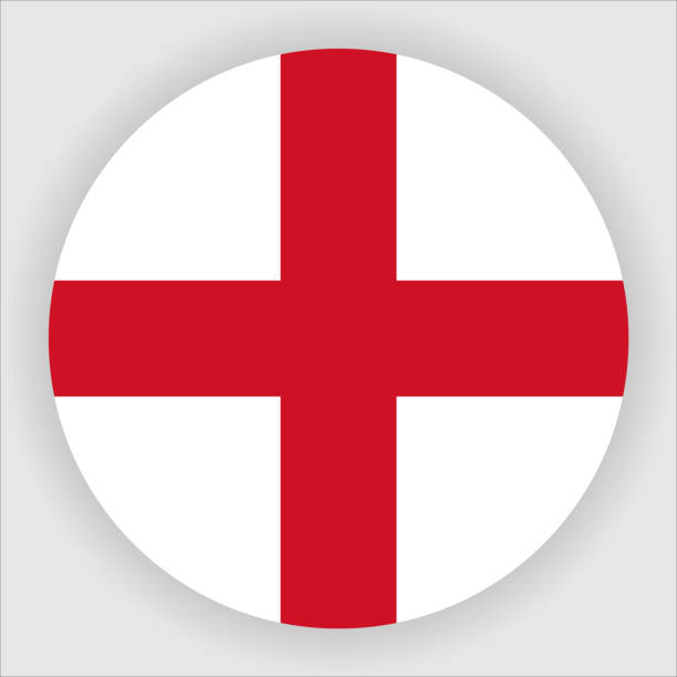 イングランド フラットラウンド カントリー フラグ ボタン アイコン - english flag british flag flag british culture点のイラスト素材／クリップアート素材／マンガ素材／アイコン素材