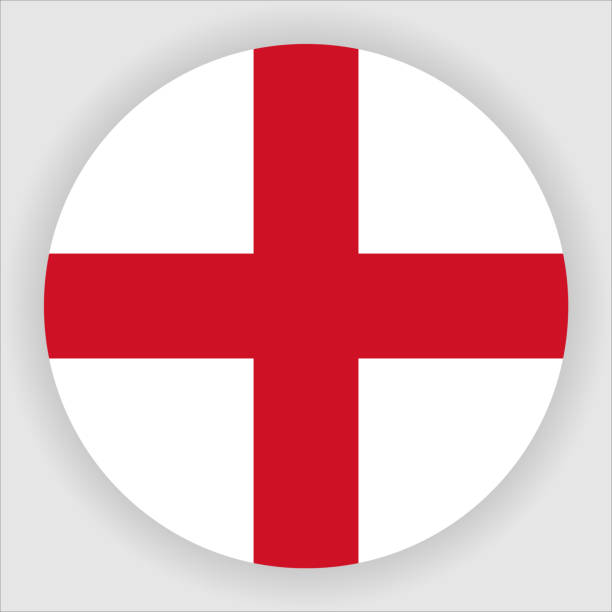 ilustrações, clipart, desenhos animados e ícones de ícone do botão bandeira do país arredondado plano da inglaterra - english flag illustrations