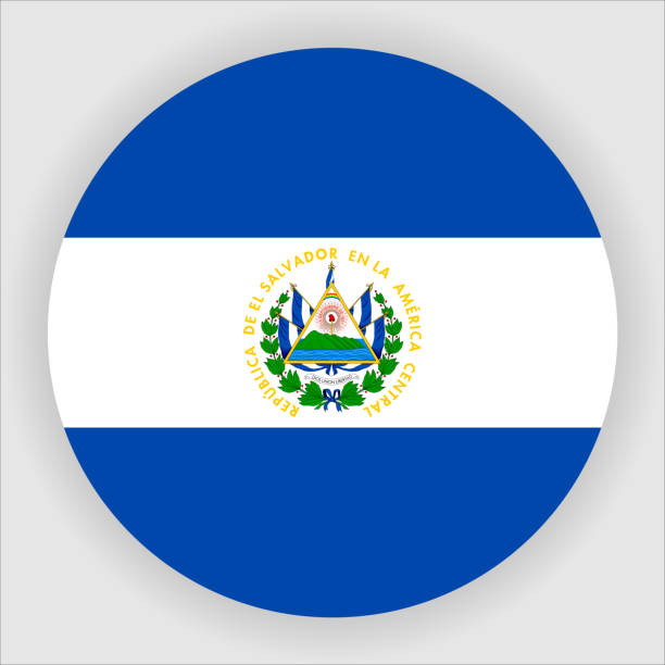 ilustrações de stock, clip art, desenhos animados e ícones de el salvador flat rounded country flag button icon - salvadoran flag