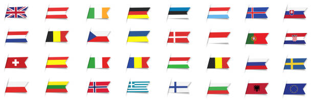 ilustrações, clipart, desenhos animados e ícones de vetor europe national flag set - netherlands symbol flag button