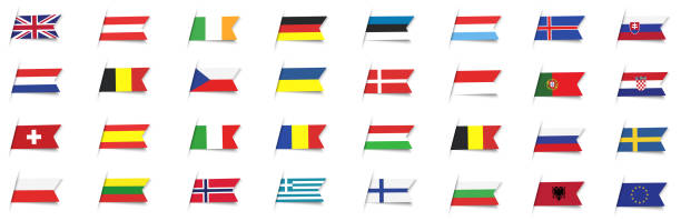 vector europe national flag set - scotland cyprus 幅插畫檔、美工圖案、卡通及圖標