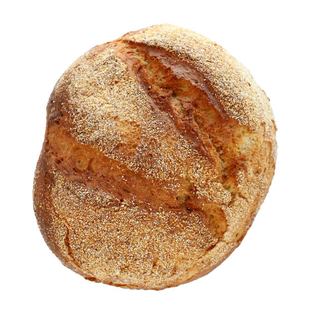 istock Traditional homemade round wheat bread isolated on a white background 1348292889