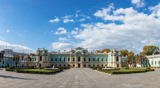 Kyiv, Ukraine - October 6, 2021: Mariinskyi Palace - the official ceremonial residence of the President of Ukraine in Kyiv.