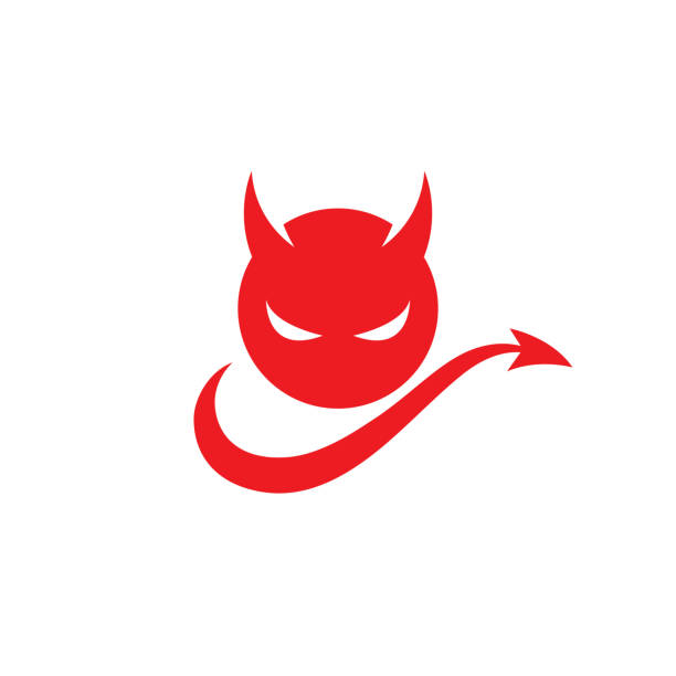 illustrazioni stock, clip art, cartoni animati e icone di tendenza di modello di icona vettoriale del logo del diavolo rosso - trident devil horned demon