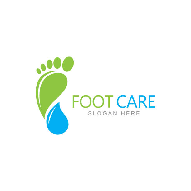 フットケアロゴデザインテンプレート - massaging human foot reflexology foot massage点のイラスト素材／クリップアート素材／マンガ素材／アイコン素材