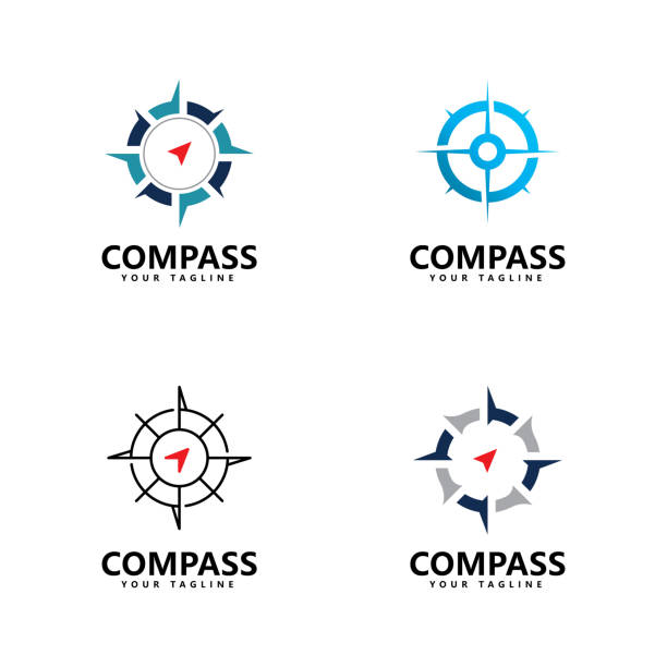 ilustraciones, imágenes clip art, dibujos animados e iconos de stock de diseño de plantilla vectorial de icono de logotipo de brújula - compass