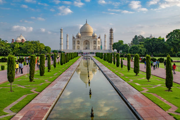 istock Taj Mahal with reflection on water, Agra, India 1348312452