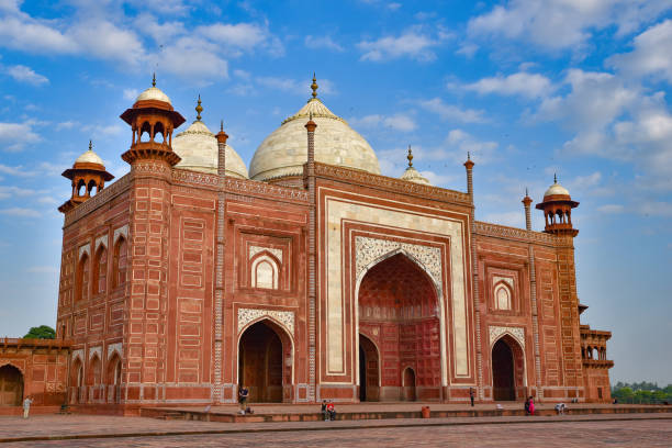 The main gateway (darwaza) to Taj Mahal in Agra, India stock photo