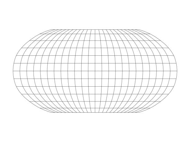 ilustraciones, imágenes clip art, dibujos animados e iconos de stock de cuadrícula mundial en blanco de meridianos y paralelos. ilustración vectorial simple - longitud descripción física