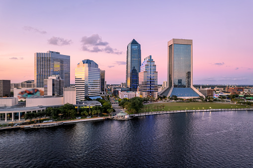 Aerial View of Jacksonville at Sunset