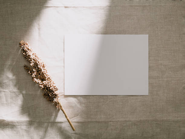 istock Invitation card mockup, blank greeting card template. Flat lay, Minimalist style 1348327768