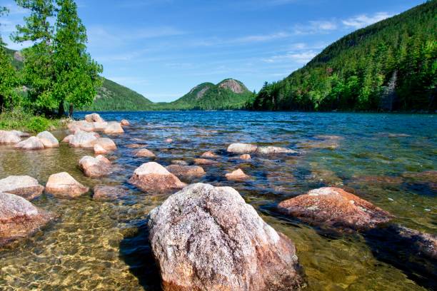 иорданский пруд - национальный парк акадия - вид на ресторан - pond life стоковые фото и изображения