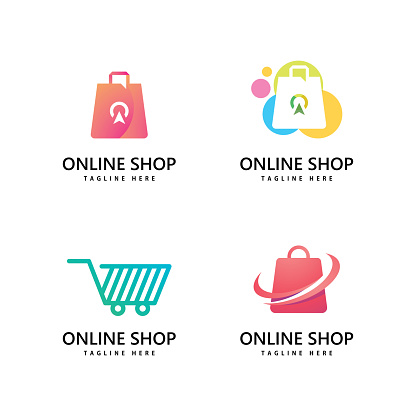 shopping bag store logo. online shopping logo design
