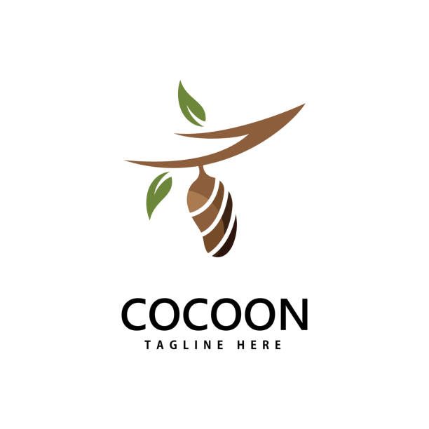Cocoon logo vector icon illustration template design Cocoon logo vector icon illustration template design pupa stock illustrations