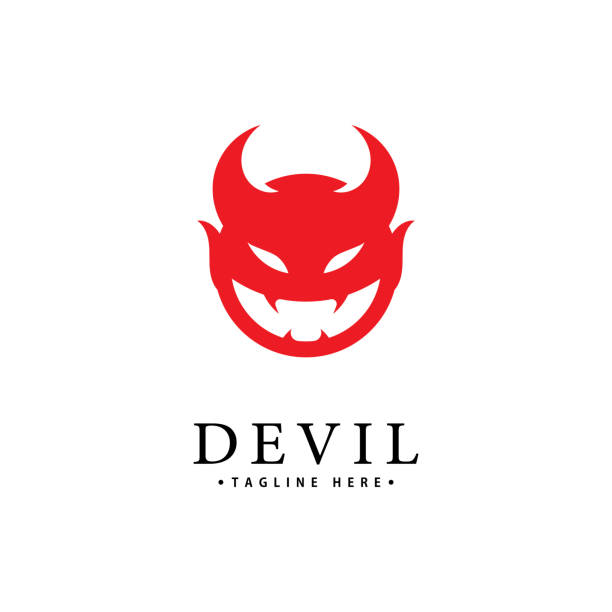 red devil logo vektor-symbolvorlage - dämon stock-grafiken, -clipart, -cartoons und -symbole
