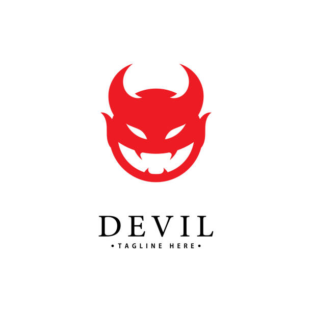 ilustraciones, imágenes clip art, dibujos animados e iconos de stock de plantilla de icono vectorial del logotipo de red devil - diablo