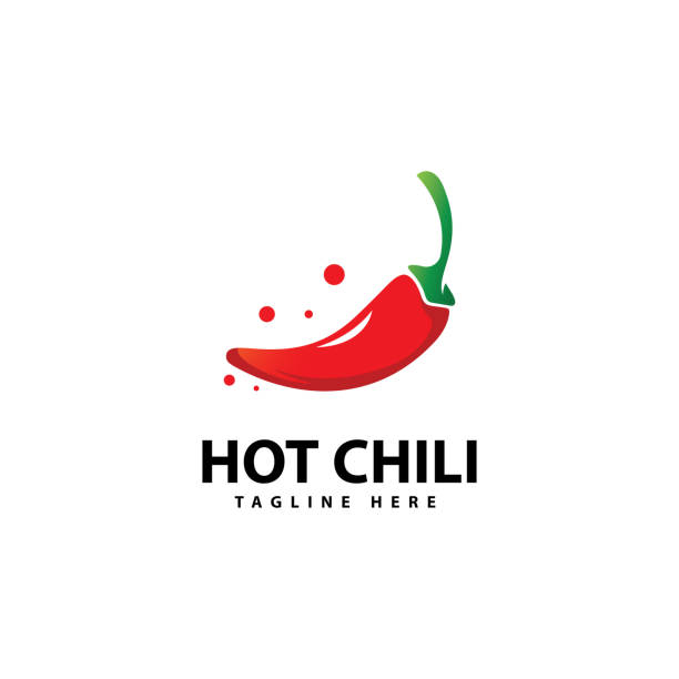 spicy chili logo icon vektor red pepper logo vorlage - spice symbol green chili pepper stock-grafiken, -clipart, -cartoons und -symbole