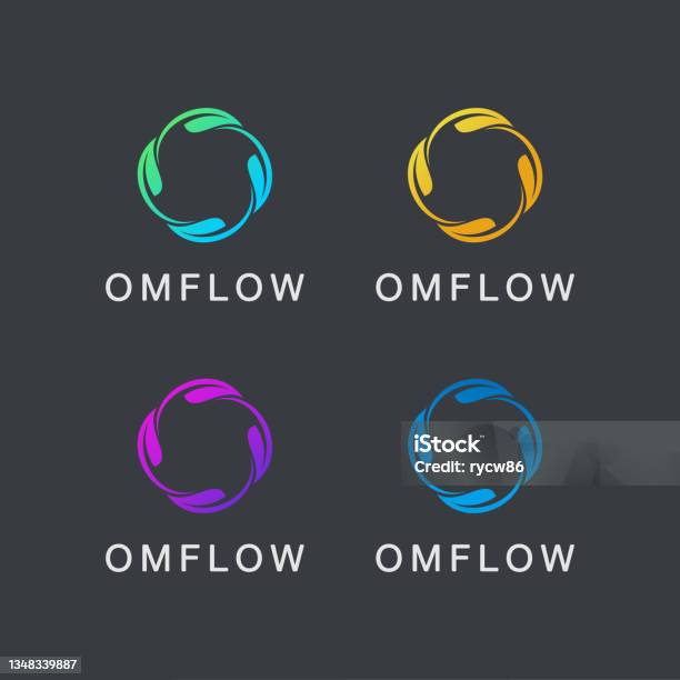 Motion Emblems Design Motion Leaf Circle Emblem Design With Various Colors Stock Illustration ...