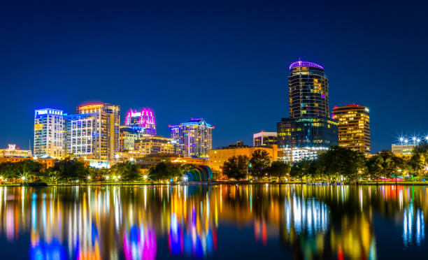 Orlando, Florida downtown skyline at night