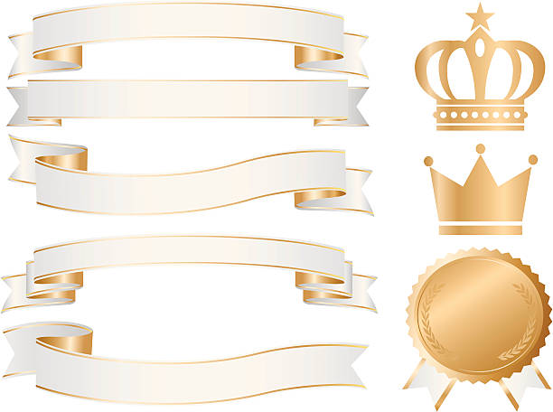 ゴールドメダルバナーリボンクラウン - プラカード点のイラスト素材／クリップアート素材／マンガ素材／アイコン素材