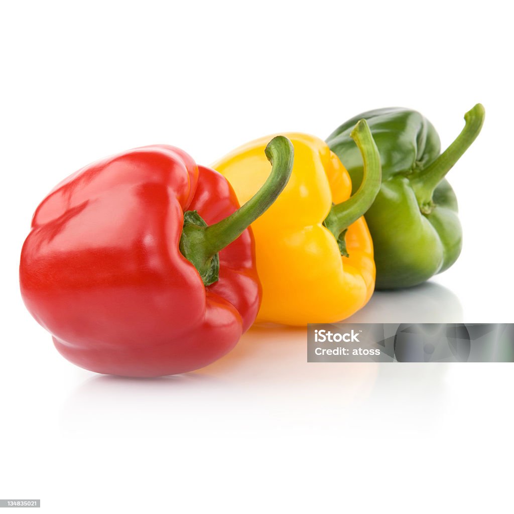 three fresh sweet pepper three fresh sweet pepper isolated on white background Bell Pepper Stock Photo