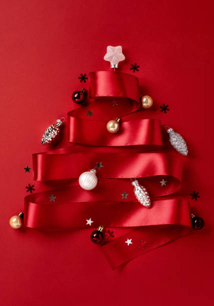 istock Red Christmas background. New Year greeting card. Minimal style. 1348350289