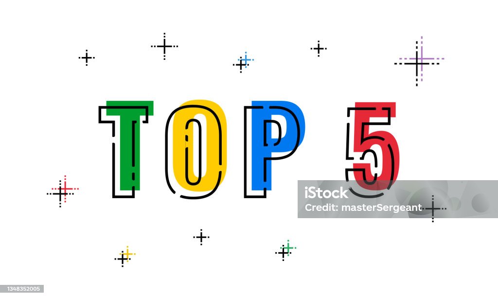 Top 5 Success Winners List Header Colorful Linear Style Vector Poster