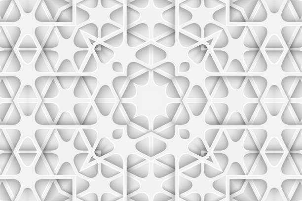 istock White carved paper cut background book cover. Curve lines and waves layer. 3d render poster template pattern illustration 1348355596