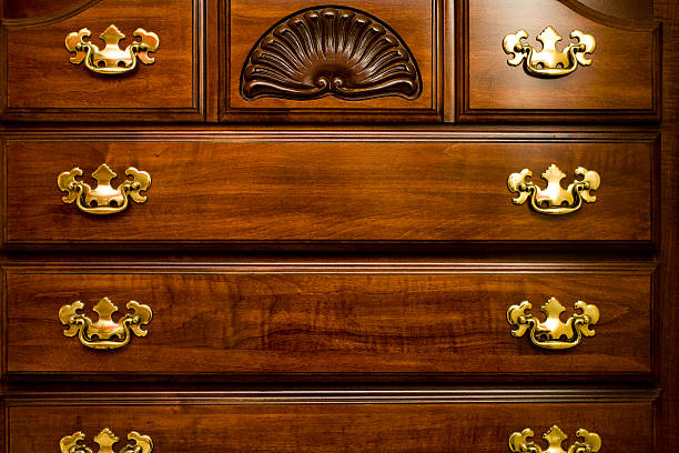 Treasure chest on white background. Horizontal composition with copy space. Front view.