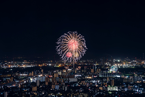 Fireworks display is a typical summer scene in Japan.\nColorful fireworks dye the night sky beautifully.