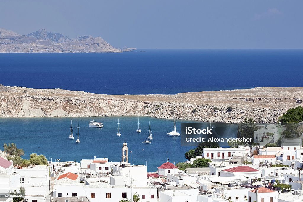 Paesaggio mediterraneo, Lindos island-Grecia - Foto stock royalty-free di Acqua