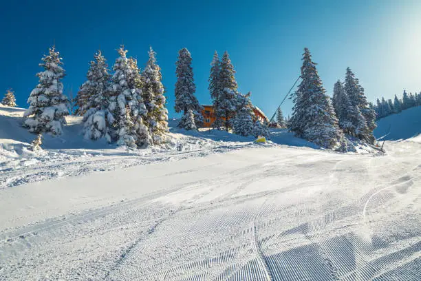 Photo of Fabulous place with wooden chalet in the snowy forest, Romania