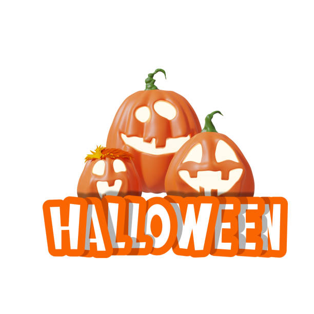 istock Halloween Funny Lantern Jack Pumpkin Isolated on white Background. 3D Illustration. 1348367160