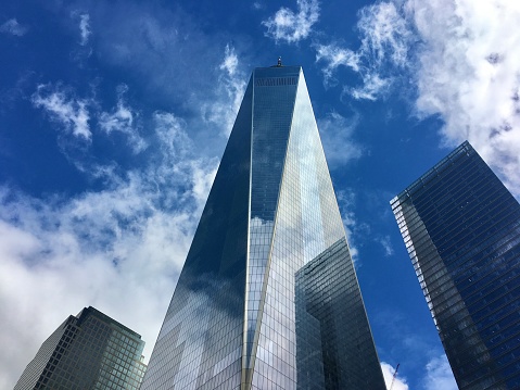 The light reflection in the freedom Tower at one world trade center, in the 9 11 Memorial